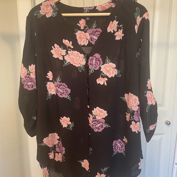 COPY - VGUC Size 1 Torrid Harper Challis Button-Up Rayon Blouse with ¾ Sleeves … - Picture 4 of 14